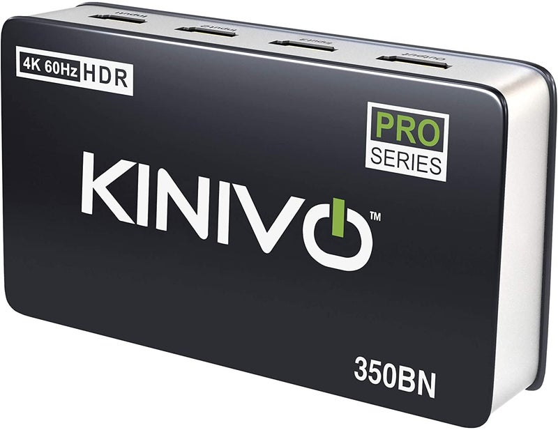 Kinivo HDMI Switch 4K HDR 350BN (3 in 1 Out, 4K 60Hz HDR, HDMI 2.0, High Speed 18Gbps, IR Remote, HDCP) - Compatible with Roku, PS5, Xbox, Apple TV, Nintendo Switch, Cable Box - Image 1